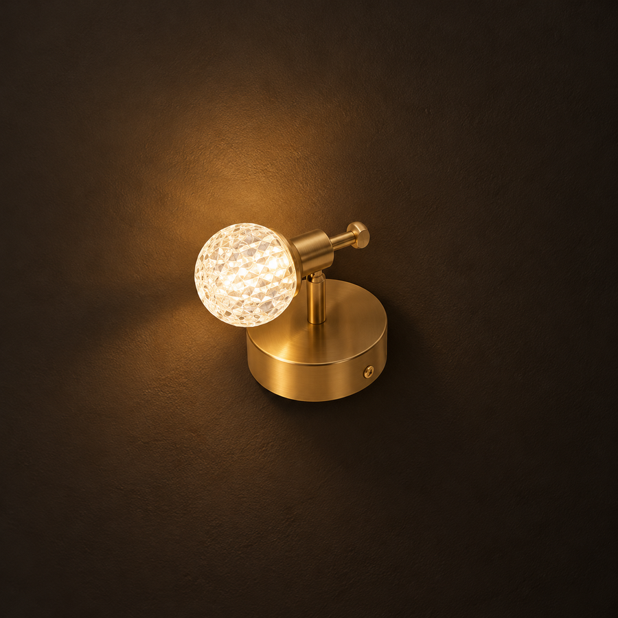 Premium Copper Crystal Globe Wall Light