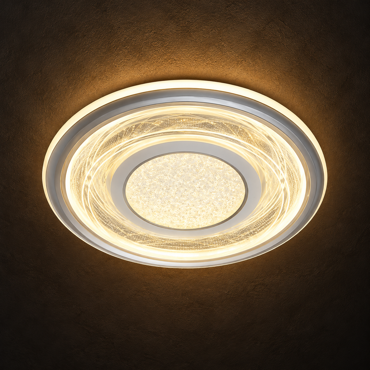 Premium White Crystal Ring LED Ceiling Light – 74W