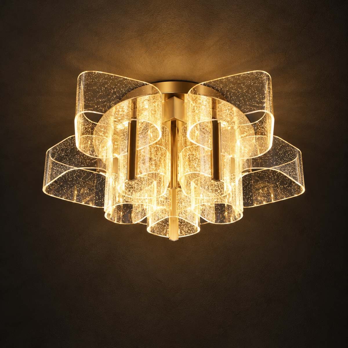 Premium Gold Crystal Flower LED Ceiling Light