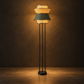 Premium Green &amp; Yellow Rattan Fabric Floor Lamp
