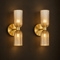 Premium Antique Gold Fluted Glass Wall Sconce