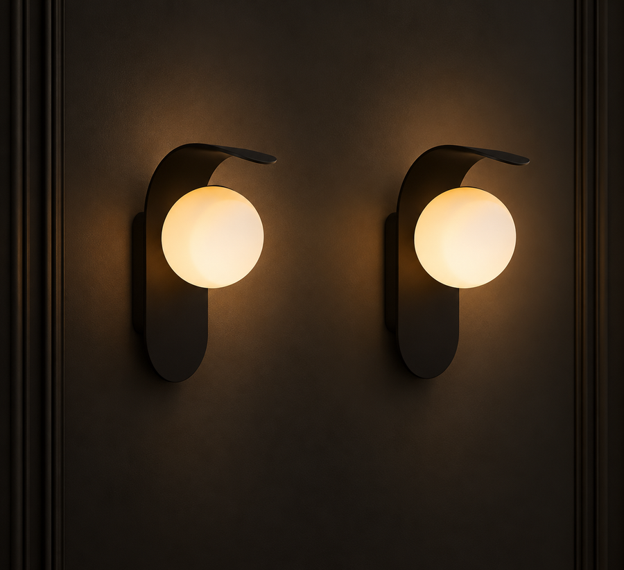 Premium Frosted Black Globe Wall Lamp