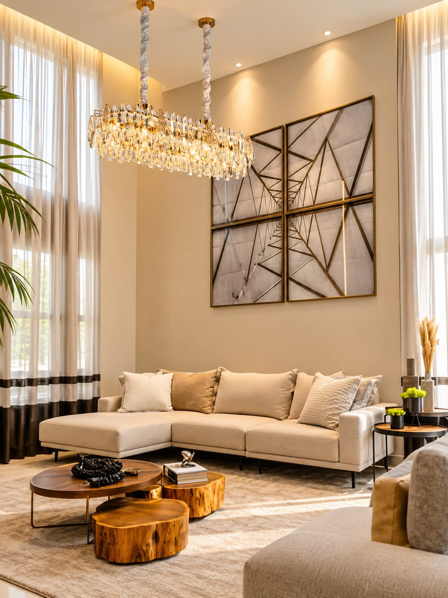 Champagne Gold Linear Crystal Chandelier
