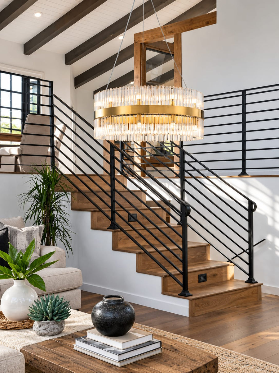 Golden Glass Pendant Chandelier