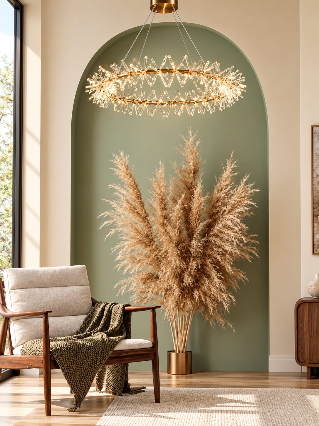 Golden Crystal Ring Pendant Chandelier