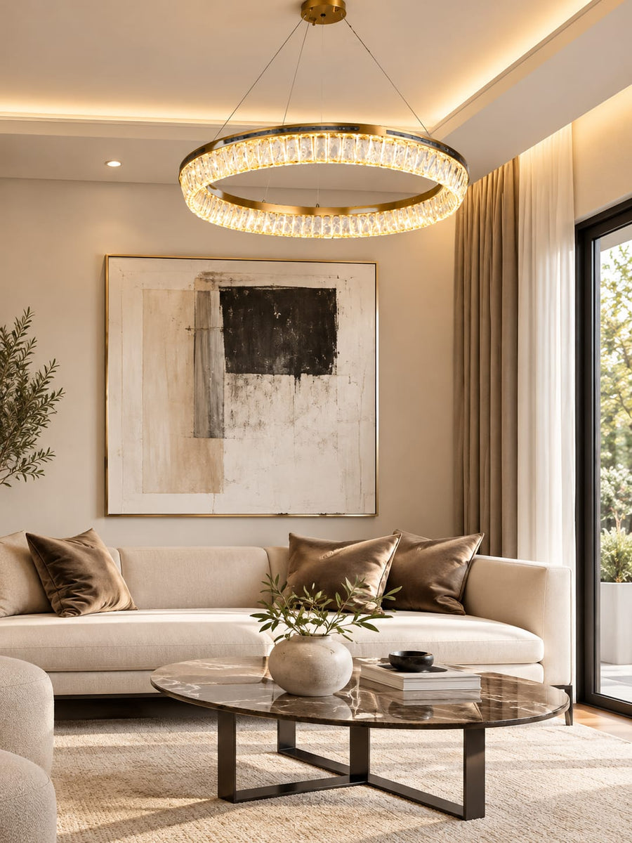 Golden Crystal Ring Chandelier Wattag
