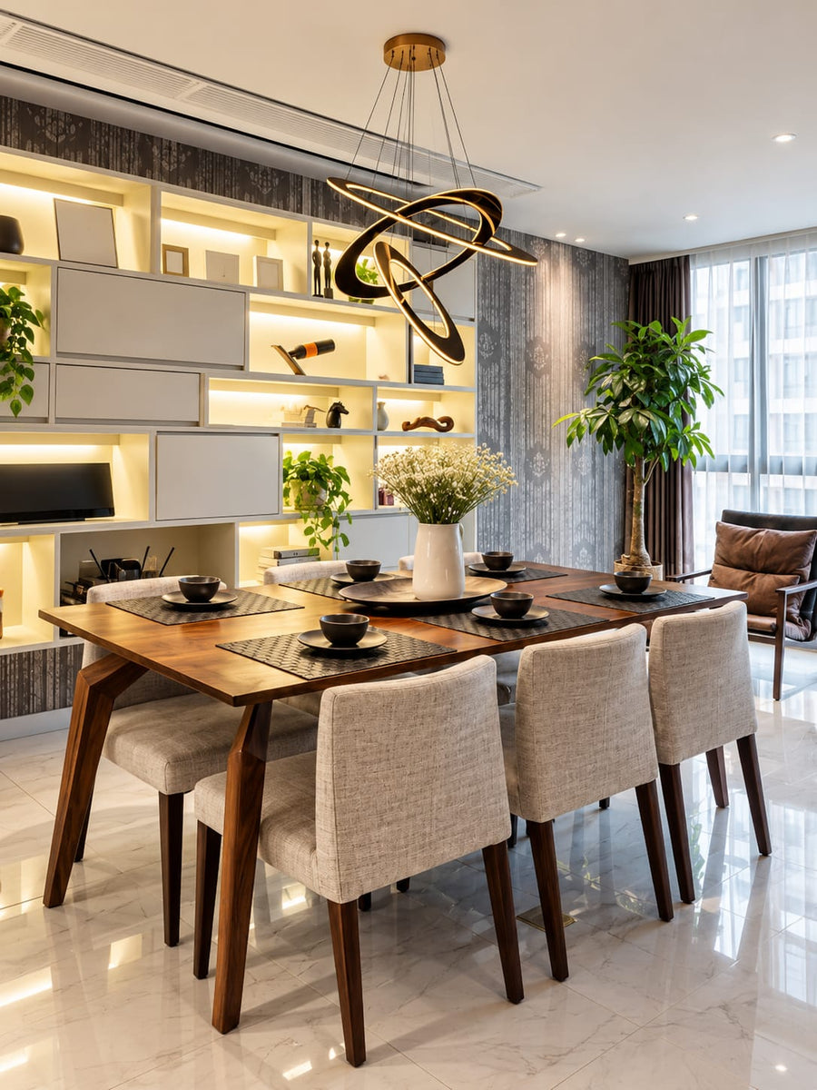 Modern Rose Gold LED Pendant Chandelier